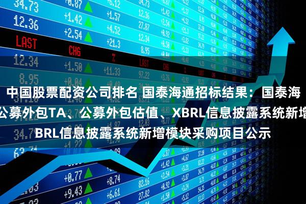 中国股票配资公司排名 国泰海通招标结果：国泰海通证券资产托管部公募外包TA、公募外包估值、XBRL信息披露系统新增模块采购项目公示